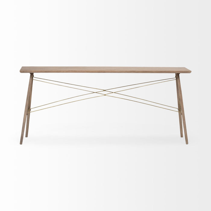 66" x 16" x 28.8" Solid Wood Console Table - Brown