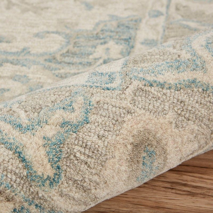 9' x 12' Medallion Area Rug - Turquoise And Cream
