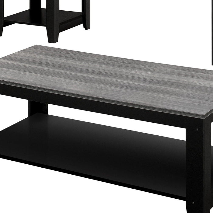 42" Coffee Table With Shelf (Set of 3) - Gray And Black