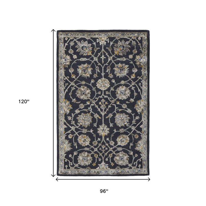 8' X 10' Floral Hand Tufted Area Rug - Blue