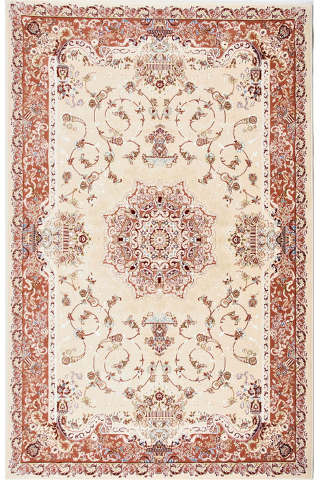 10' x 13' Oriental Washable Non Skid Area Rug - Red And Ivory