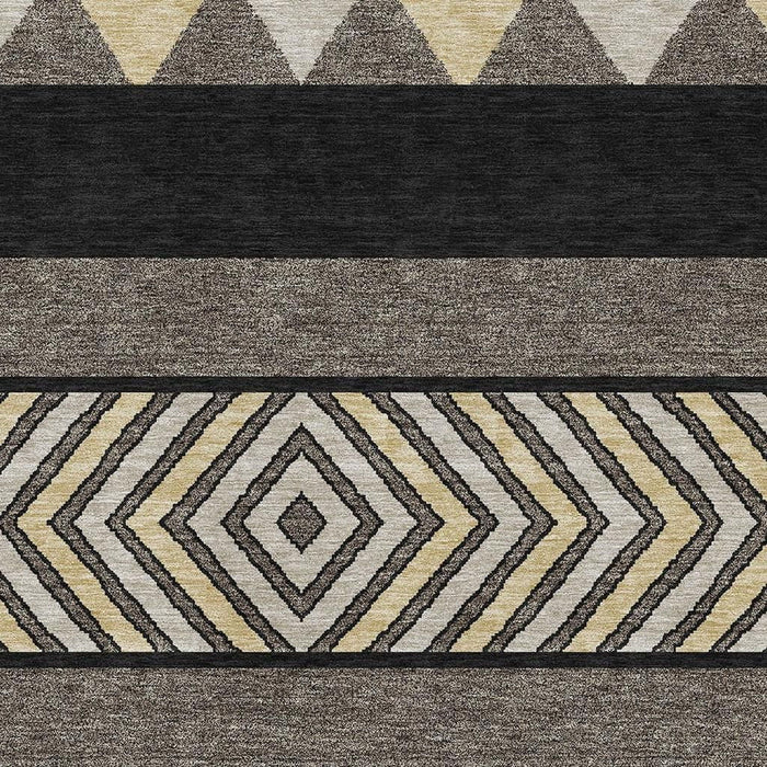 10' X 14' Southwestern Washable Area Rug With UV Protection (676380) - Black / Ivory / Wheat