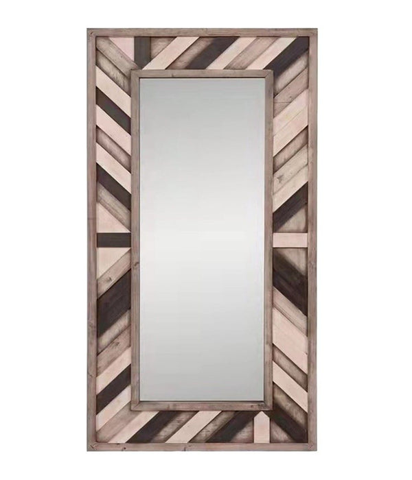 71" Wood Framed Leaning Accent Mirror - Gray / Ivory