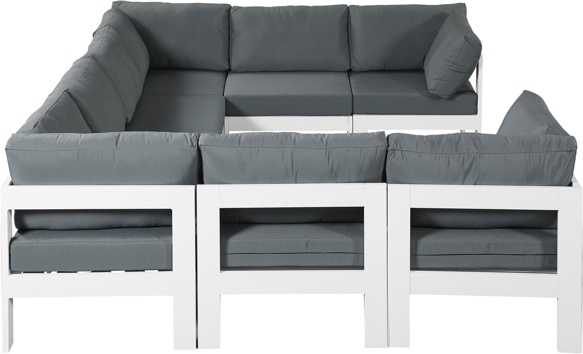 Nizuc - Outdoor Patio 8 Piece Modular Sectional With White Frame
