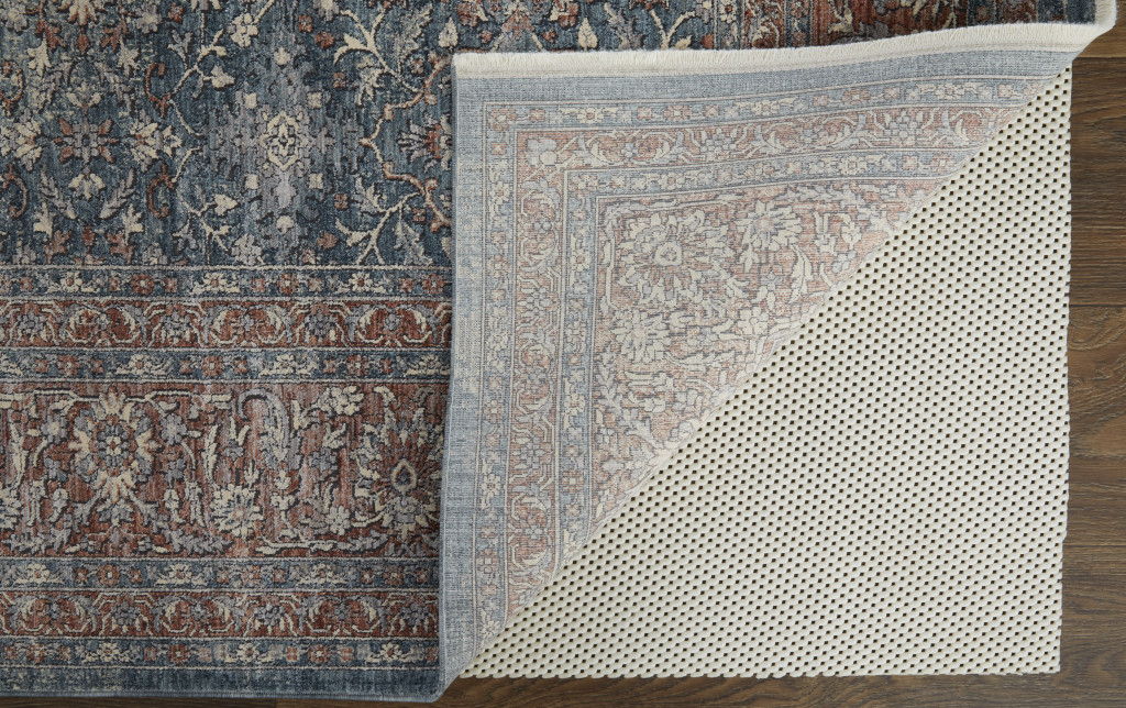 12' x 15' Floral Power Loom Stain Resistant Area Rug - Blue And Red
