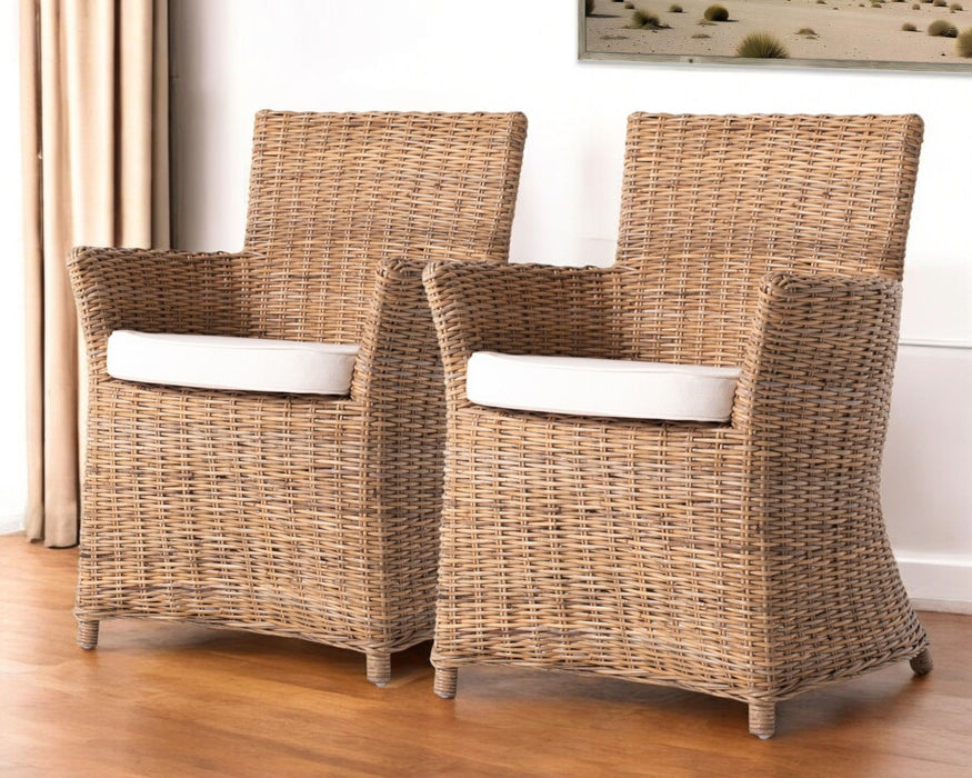 Rattan Dining Arm Chairs (Set of 2) - Natural