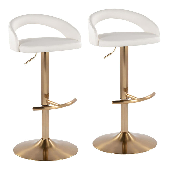 Grotto - Upholstered Adjustable Barstool - Gold Metal Base