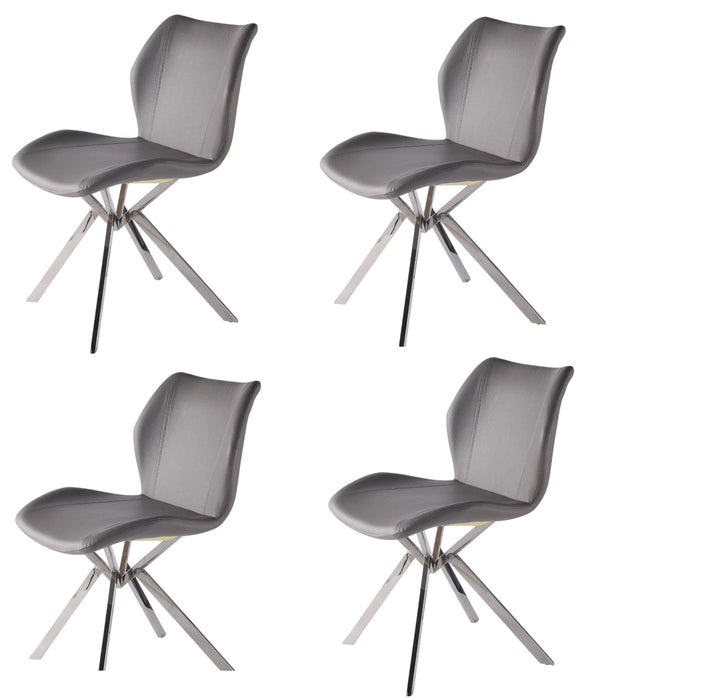 Upholstered Dining Side Chairs (Set of 4) - Gray / Silver