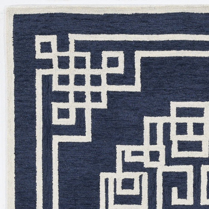 9' x 12' Wool Hand Tufted Area Rug - Blue And Ivory