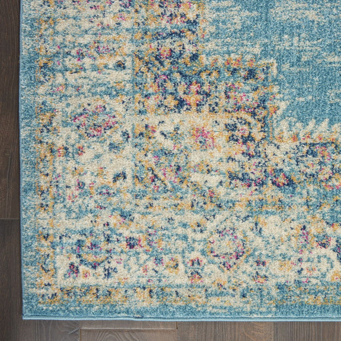 9' x 12' Floral Power Loom Area Rug - Light Blue