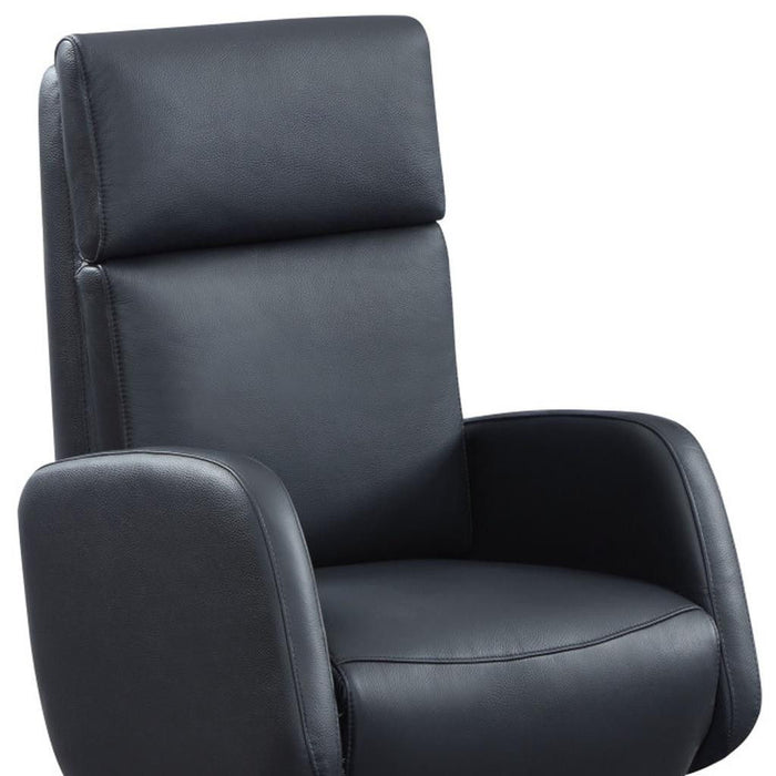 Tufted Genuine Leather Power Swivel Recliner (730555) - Black