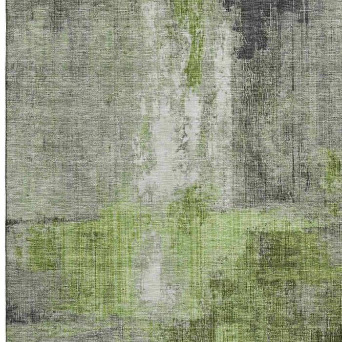 10' X 14' Abstract Washable Area Rug With UV Protection (700439) - Fern Green / Gray