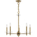 Five-light metal chandelier with shades in antiqued brass finish, featuring clear glass shades and dimmable lighting by HomeRoots.