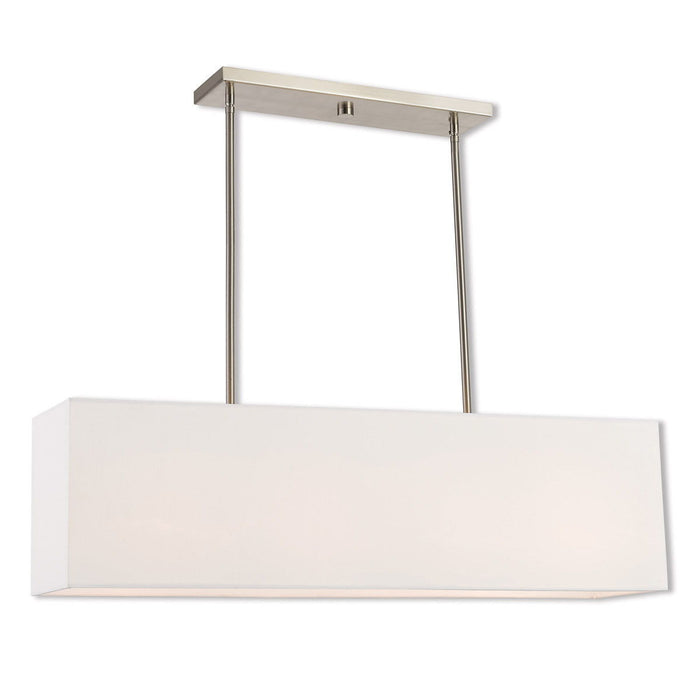 12" Four Light Dimmable Chandelier With Shades - Nickel