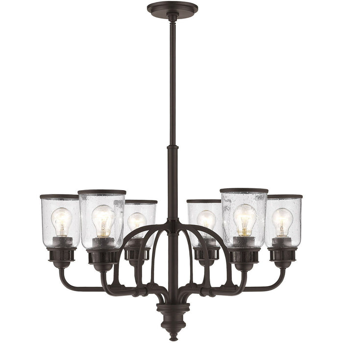 27'' Six Light Dimmable Chandelier With Shades - Bronze