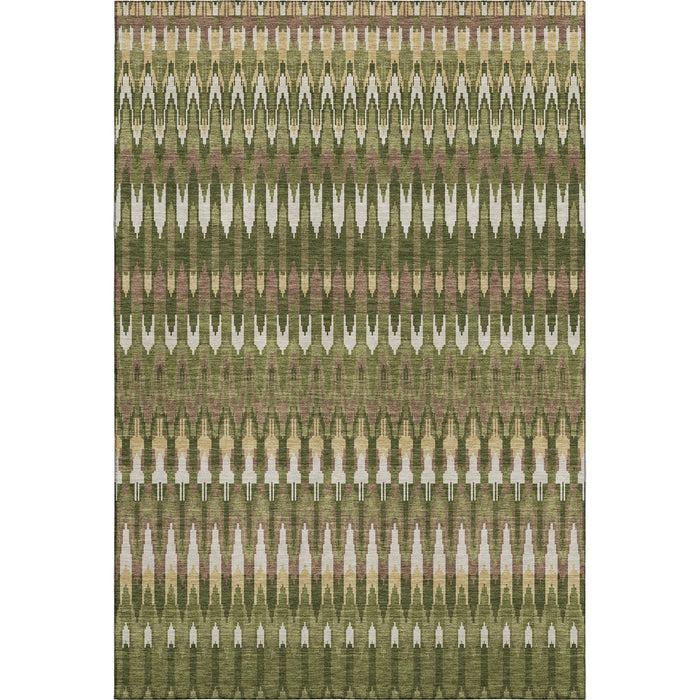 10' X 14' Southwestern Washable Area Rug With UV Protection (668277) - Olive Green / Ivory / Brown