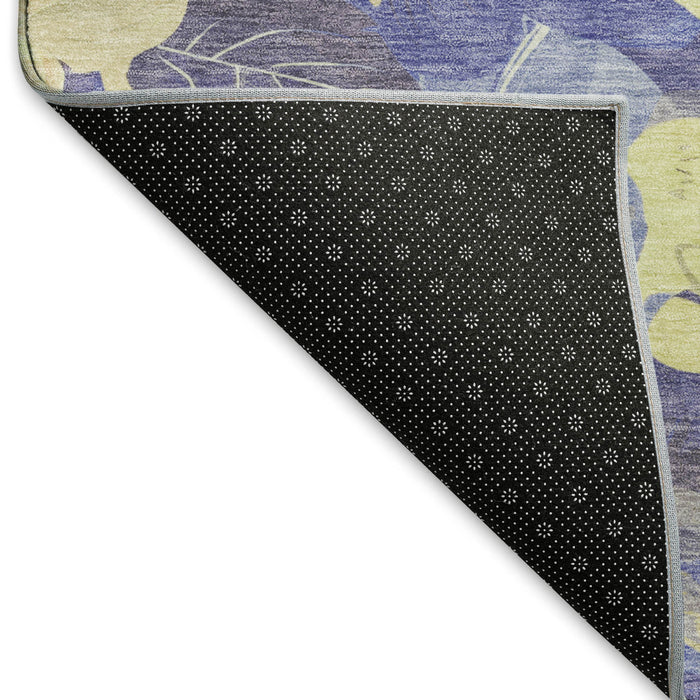 10' X 14' Floral Washable Area Rug With UV Protection (694352) - Wheat / Lavender