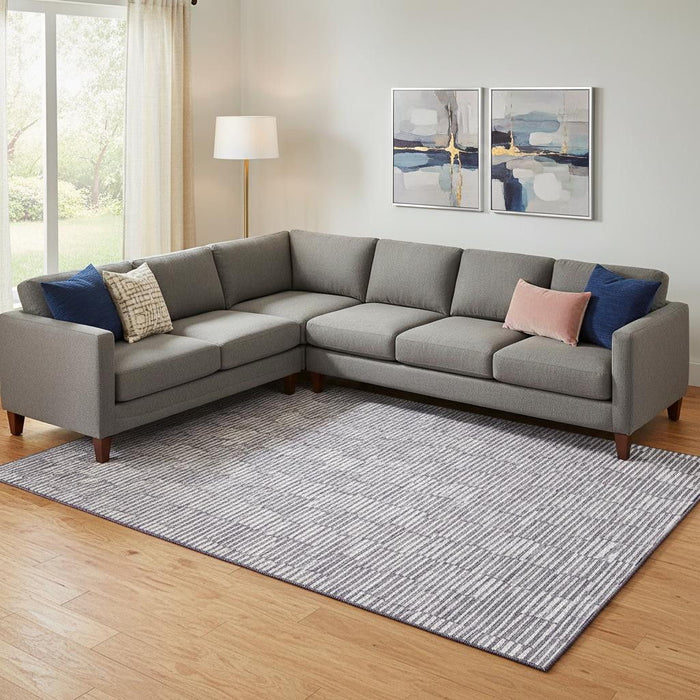 10' X 14' Abstract Geometric Washable Area Rug With UV Protection (672995) - Lilac / Ivory