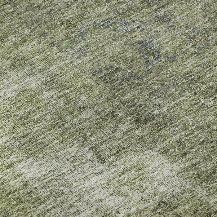10' X 14' Abstract Washable Area Rug With UV Protection (695330) - Artichoke Green / Gray / Silver