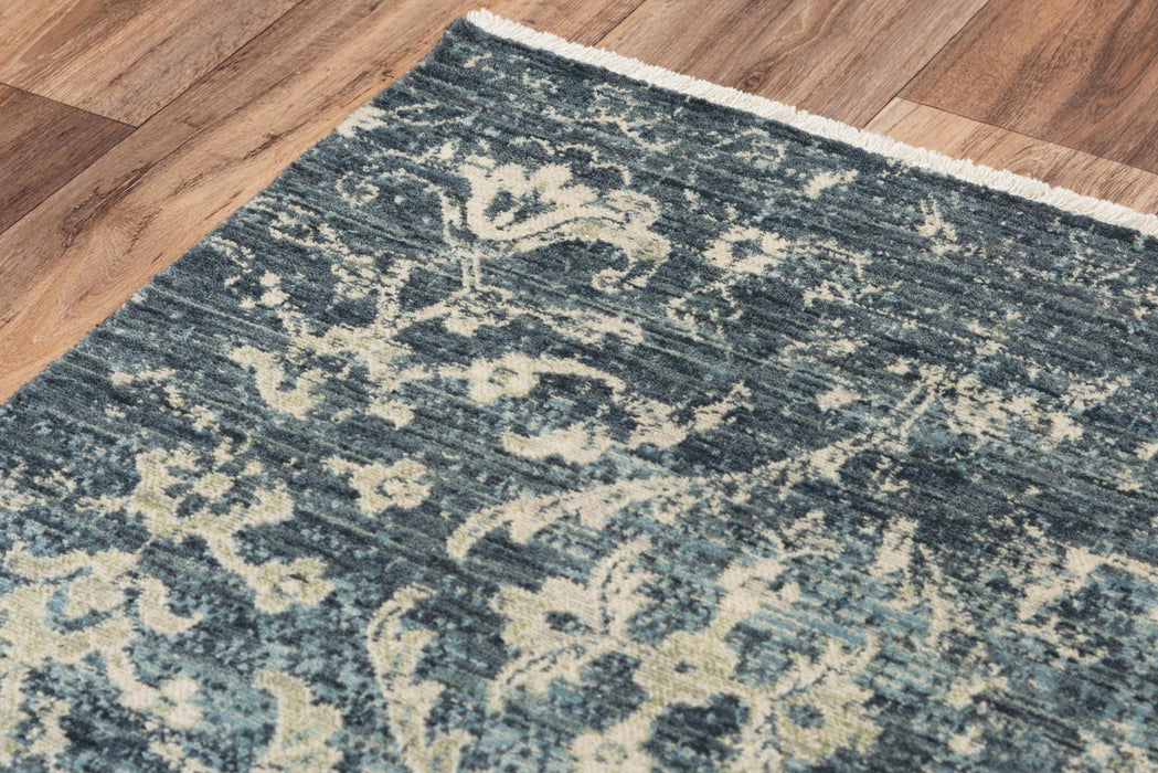 8' X 10' Wool Oriental Hand Carved Handmade Area Rug (747996) - Blue / Gray / Ivory