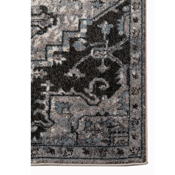 9' x 12' Medallion Power Loom Area Rug - Black And Gray