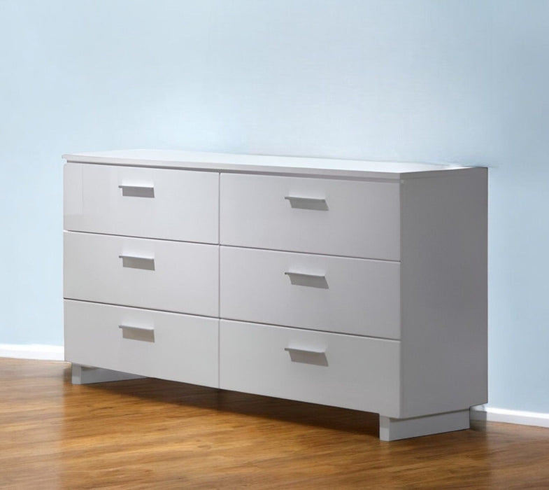 Six Drawer Double Dresser - White