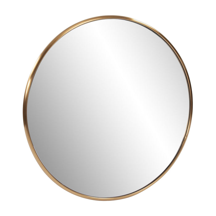 32" Brass Round Wall Mirror - Antiqued Brushed
