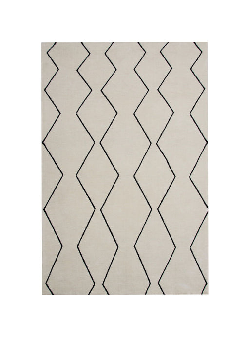 7' x 10' Geometric Power Loom Distressed Non Skid Area Rug - Beige And Black