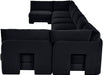 Beige Hammond velvet performance fabric 8-piece U-shaped armless sectional sofa by Meridian Furniture, stationary design.