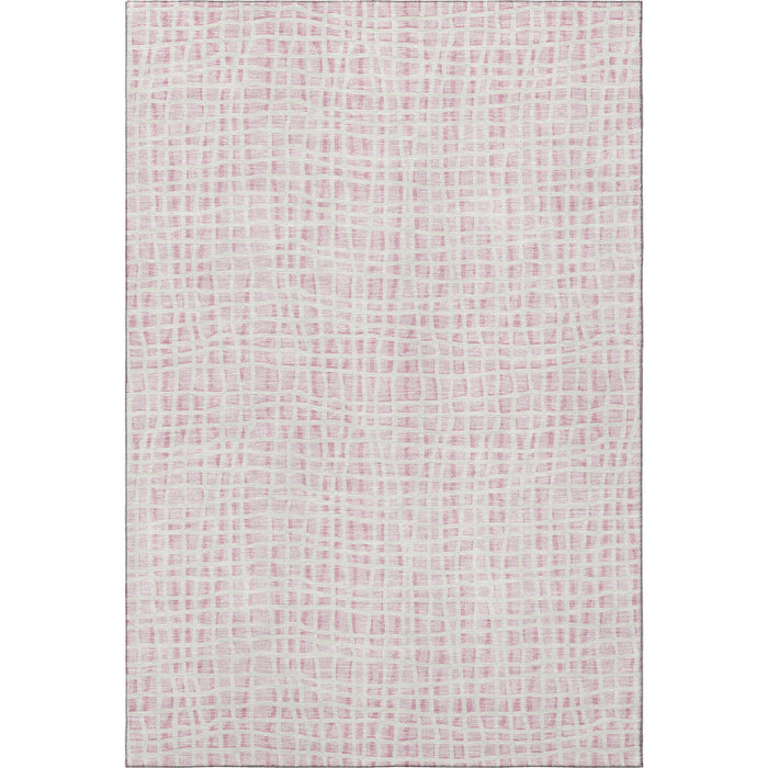 10' X 14' Striped Washable Area Rug With UV Protection - Pink / Ivory