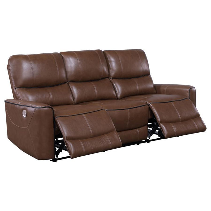 Greenfield - Upholstered Power Reclining Sofa - Saddle Brown