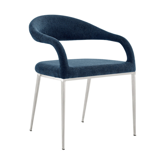 Upholstered Polyester Open Back Dining Arm Chairs (Set of 2) - Blue