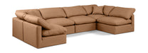 Meridian Furniture Indulge faux leather 6-piece U-shaped sectional sofa, stationary modular design with plush cushions and modern style.