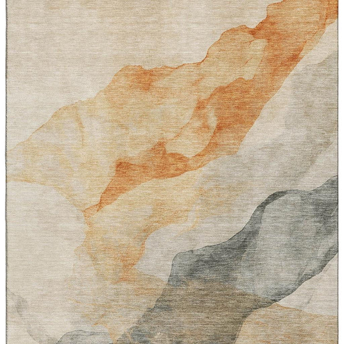 10' X 14' Abstract Washable Area Rug With UV Protection (718181) - Orange / Gray