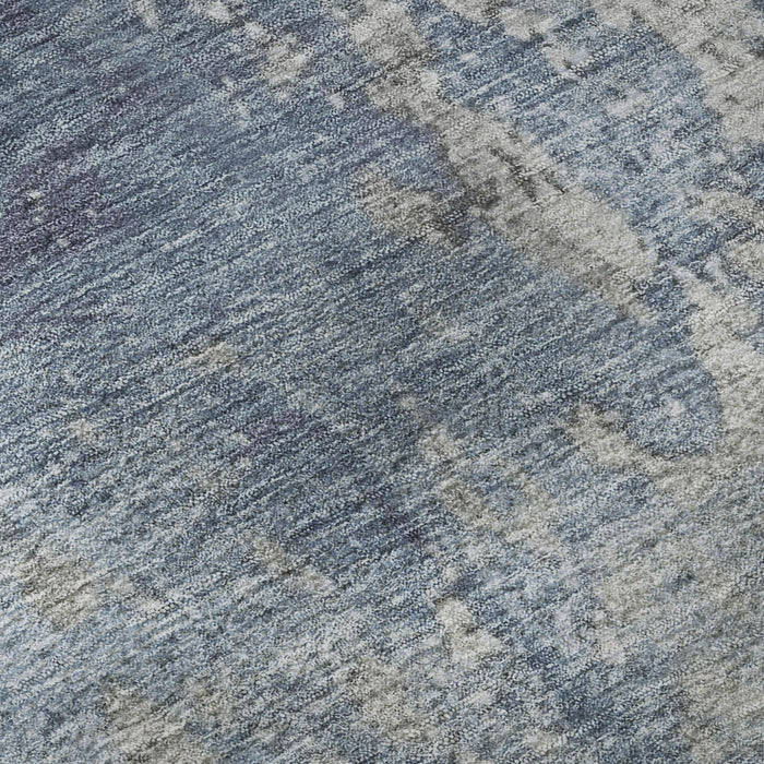 10' X 14' Abstract Washable Area Rug With UV Protection (701455) - Denim Blue / Gray