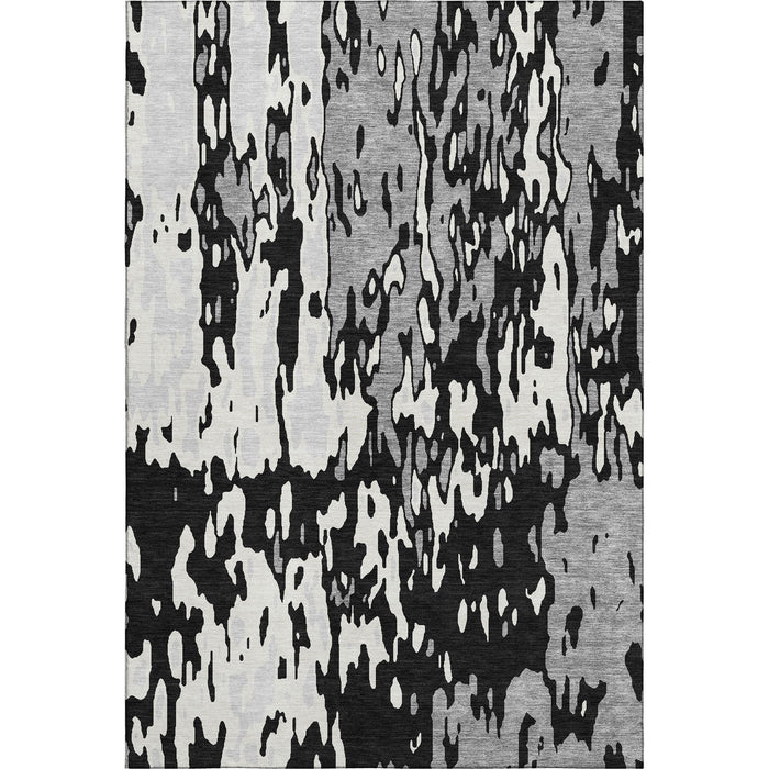 10' X 14' Abstract Washable Area Rug With UV Protection (675828) - Black / Ivory / Gray