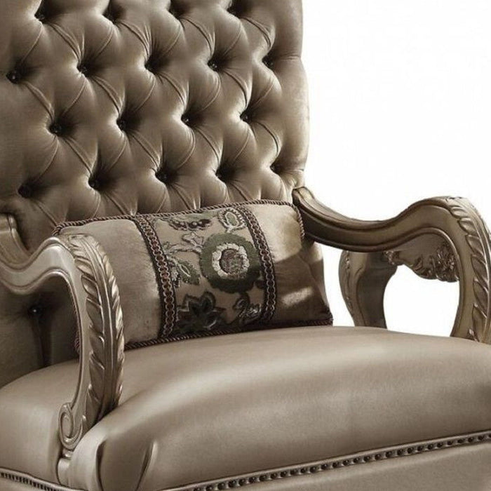 Velvet Tufted Arm Chair - Bone And Gold