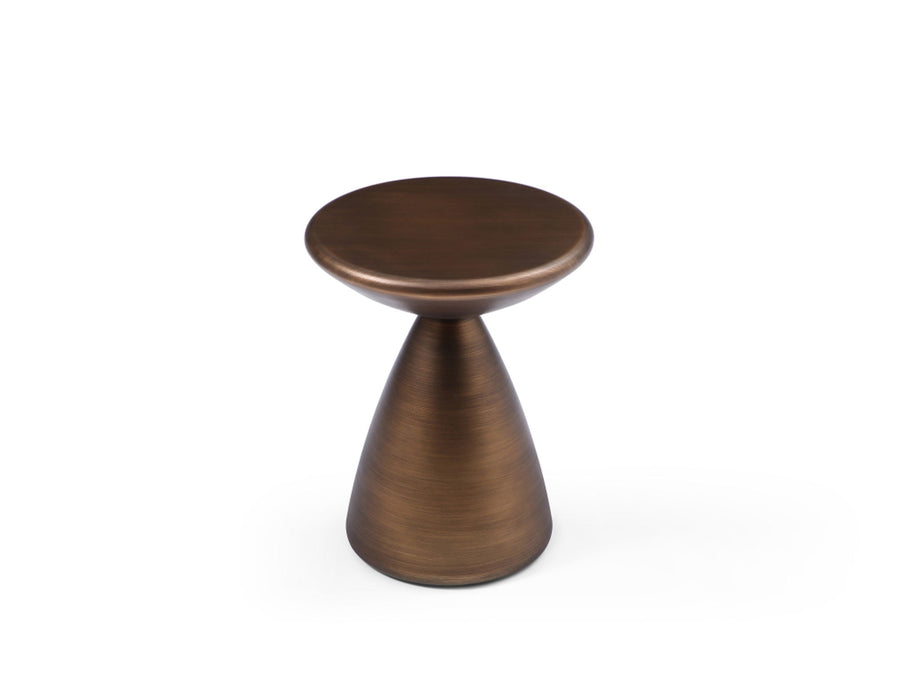 Steel Cinched High Waist Round Pedestal End Table - Bronze