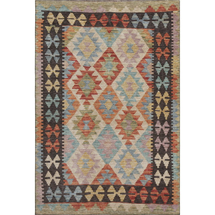 10' X 14' Tribal Washable Area Rug With UV Protection (707959) - Rust / Blue / Beige