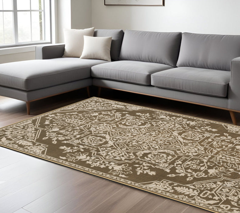8' X 11' Oriental Area Rug - Gold And Beige