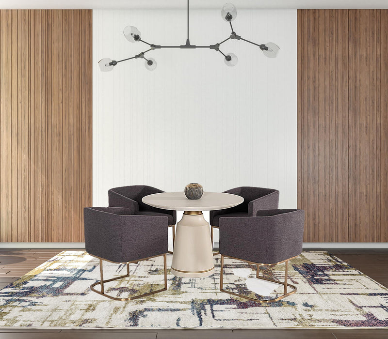 Concrete Pedestal Base Round Top Dining Table - Off White