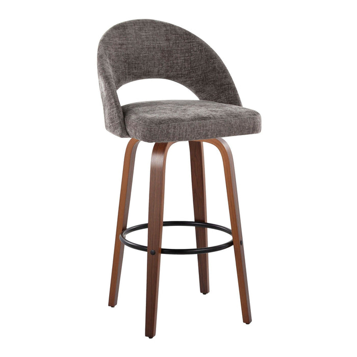 Renee - Upholstered Fixed-Height Barstool (Set of 2) - Walnut Wood Base