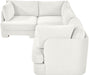 Meridian Furniture velvet performance fabric upholstered 4-piece stationary sectional sofa with plush cushions and modern design.
