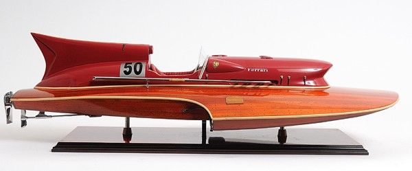 Hand Painted Ferrari Hydroplane Large Model Boat - Brown
