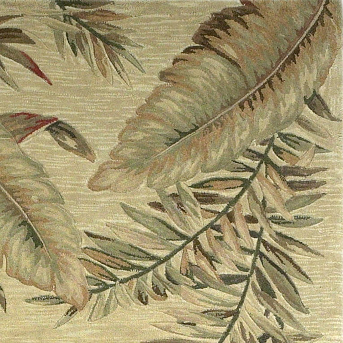 8' x 10' Hand Tufted Tropical Leaves Indoor Area Rug - Ivory