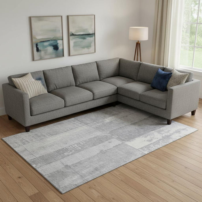 10' X 14' Geometric Washable Area Rug With UV Protection (706547) - Gray / Silver