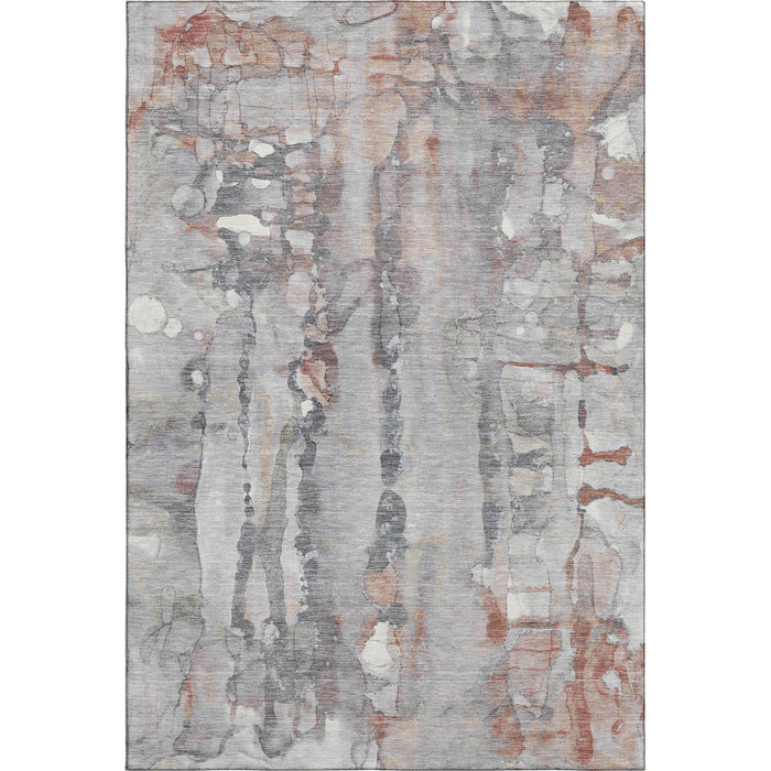 10' X 14' Abstract Washable Area Rug With UV Protection (718502) - Copper / Gray