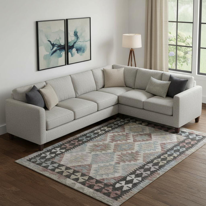 10' X 14' Tribal Washable Area Rug With UV Protection (707983) - Taupe / Charcoal