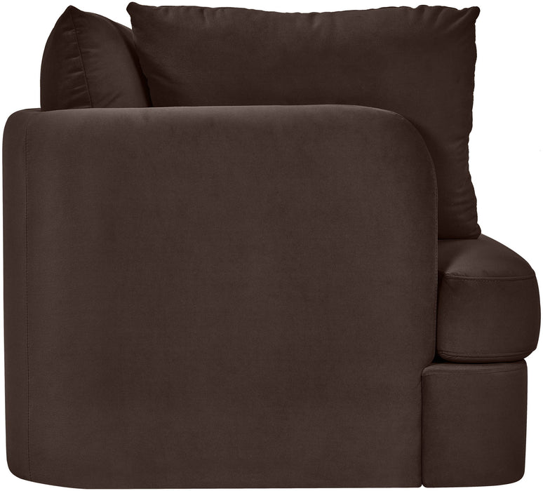 Meridian Furniture Hammond velvet upholstered stationary chair with plush fabric and modern design, perfect for living room or office decor.