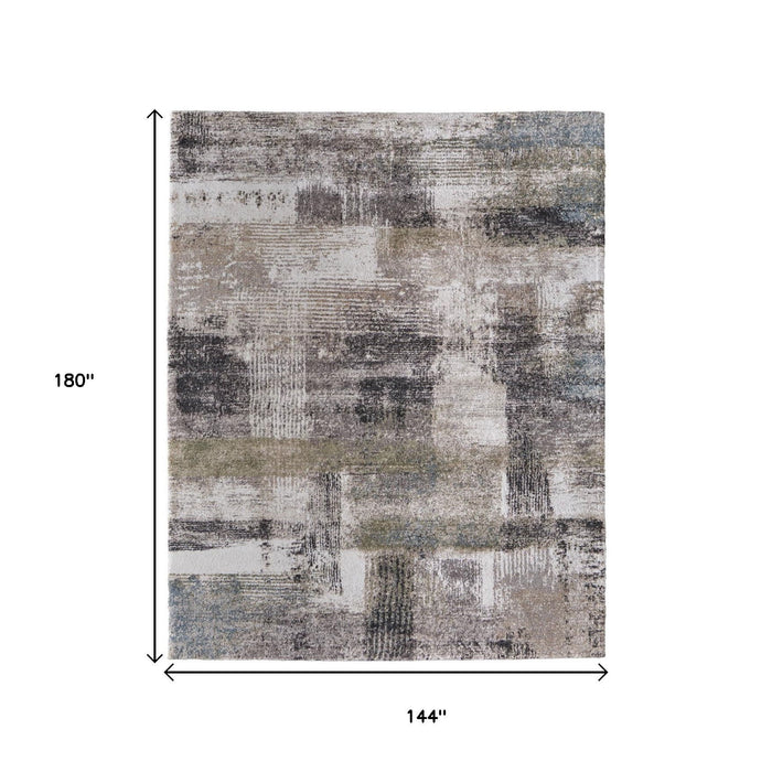 12' X 15' Industrial Abstract Distressed Area Rug - Gray